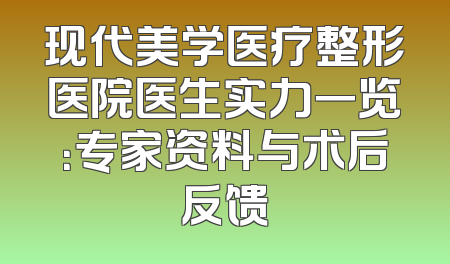 现代美学医疗整形医院医生实力一览：专家资料与术后反馈