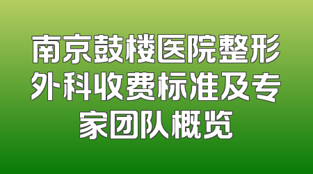 南京鼓楼医院整形外科收费标准及专家团队概览