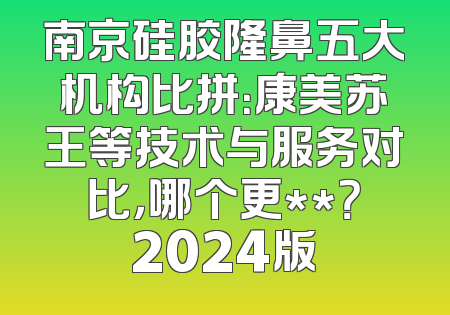 南京硅胶隆鼻五大机构比拼：康美苏王等技术与服务对比，哪个更**？2024版
