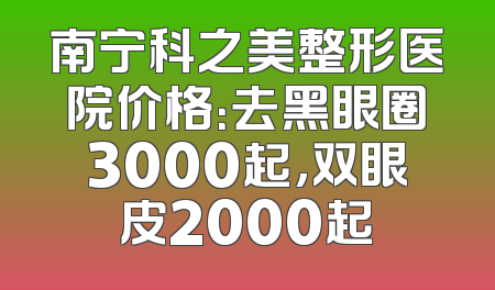 南宁科之美整形医院价格：去黑眼圈3000起，双眼皮2000起