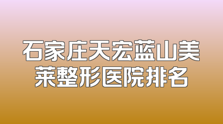 石家庄天宏蓝山美莱整形医院排名
