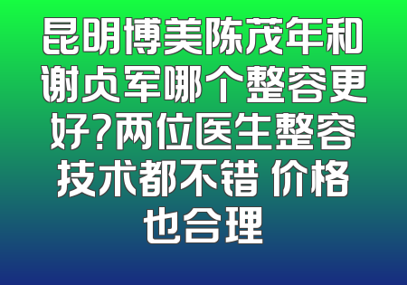 昆明博美陈茂年和谢占军哪个整容更好？两位医生整容技术都不错 价格也合理