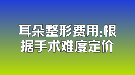 耳朵整形费用：根据手术难度定价