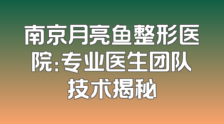 南京月亮鱼整形医院：专业医生团队技术揭秘
