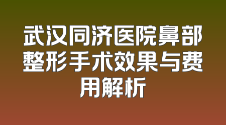 武汉同济医院鼻部整形手术效果与费用解析