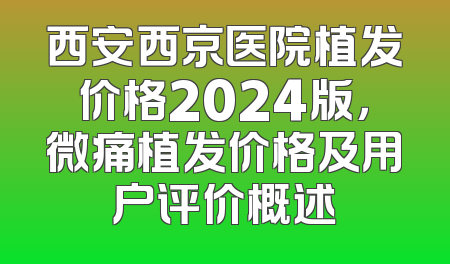 西安西京医院植发价格2024版，微痛植发价格及用户评价概述