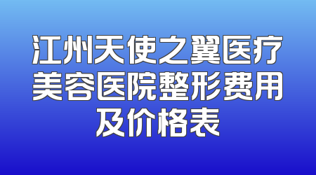 江州天使之翼医疗美容医院整形费用及价格表
