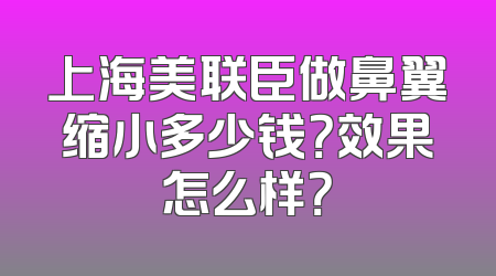 上海美联臣做鼻翼缩小多少钱？效果怎么样？