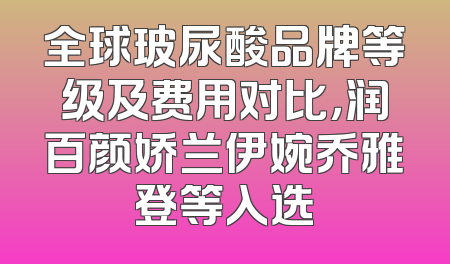 全球玻尿酸品牌等级及费用对比，润百颜娇兰伊婉乔雅登等入选