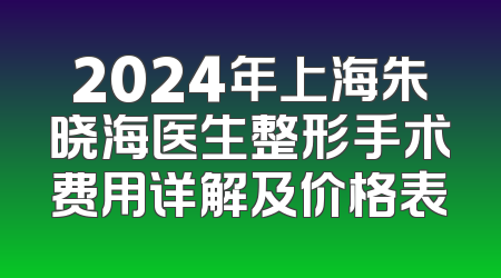 2024年上海朱晓海医生整形手术费用详解及价格表