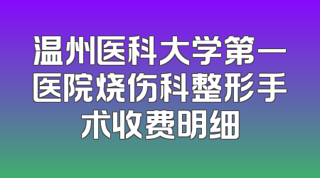 温州医科大学第一医院烧伤科整形手术收费明细