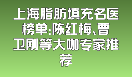 上海脂肪填充名医榜单：陈红梅、曹卫刚等大咖专家推荐