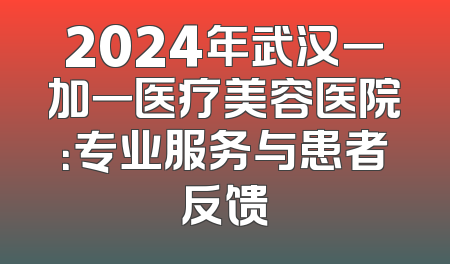 2024年武汉一加一医疗美容医院：专业服务与患者反馈