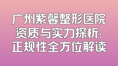 广州紫馨整形医院资质与实力探析：正规性全方位解读