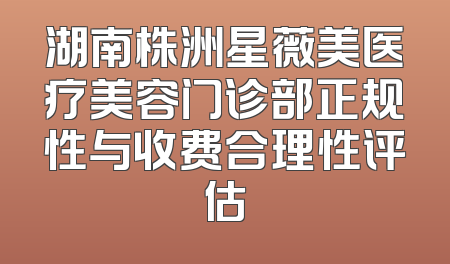湖南株洲星薇美医疗美容门诊部正规性与收费合理性评估