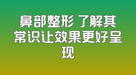 鼻部整形 了解其常识让效果更好呈现