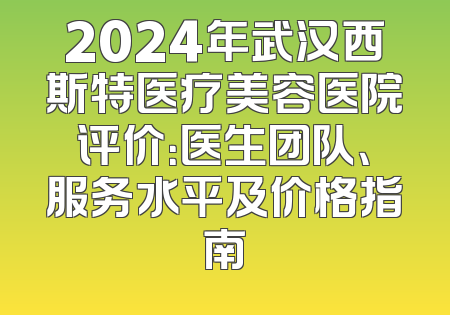 2024年武汉西斯特医疗美容医院评价：医生团队、服务水平及价格指南