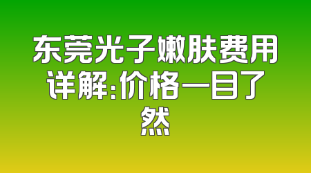 东莞光子嫩肤费用详解：价格一目了然