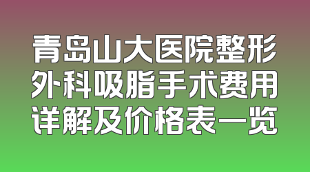 青岛山大医院整形外科吸脂手术费用详解及价格表一览