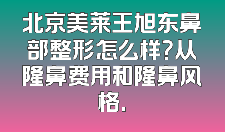 北京美莱王旭东鼻部整形怎么样？从隆鼻费用和隆鼻风格.