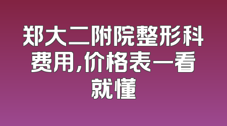 郑大二附院整形科费用，价格表一看就懂