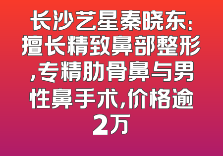 长沙艺星秦晓东：擅长精致鼻部整形，专精肋骨鼻与男性鼻手术，价格逾2万
