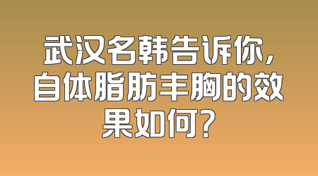 武汉名韩告诉你，自体脂肪丰胸的效果如何？