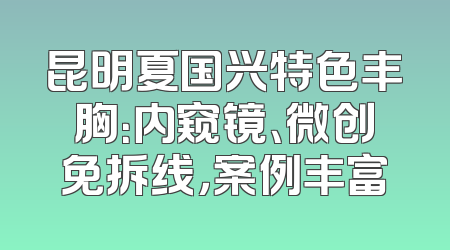 昆明夏国兴特色丰胸：内窥镜、微创免拆线，案例丰富