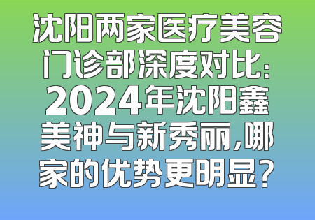 沈阳两家医疗美容门诊部深度对比：2024年沈阳鑫美神与新秀丽，哪家的优势更明显？