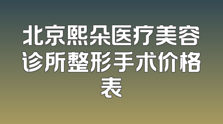 北京熙朵医疗美容诊所整形手术价格表
