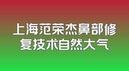 上海范荣杰鼻部修复技术自然大气