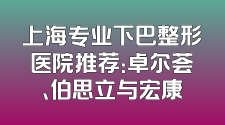 上海专业下巴整形医院推荐：卓尔荟、伯思立与宏康