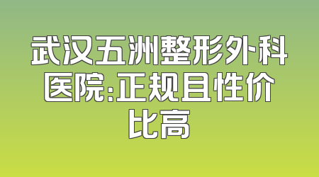 武汉五洲整形外科医院：正规且性价比高