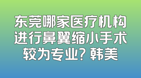 东莞哪家医疗机构进行鼻翼缩小手术较为专业？ 韩美