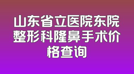 山东省立医院东院整形科隆鼻手术价格查询