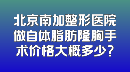 北京南加整形医院做自体脂肪隆胸手术价格大概多少？