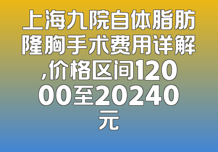上海九院自体脂肪隆胸手术费用详解，价格区间12000至20240元