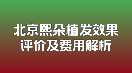 北京熙朵植发效果评价及费用解析