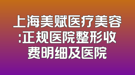 上海美赋医疗美容:正规医院整形收费明细及医院