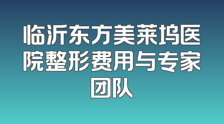 临沂东方美莱坞医院整形费用与专家团队