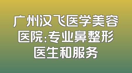 广州汉飞医学美容医院：专业鼻整形医生和服务