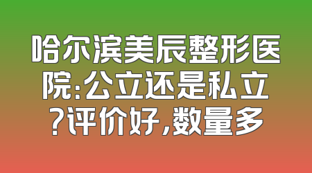 哈尔滨美辰整形医院：公立还是私立？评价好，数量多