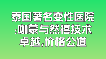 泰国著名变性医院：咖蒙与然禧技术卓越，价格公道