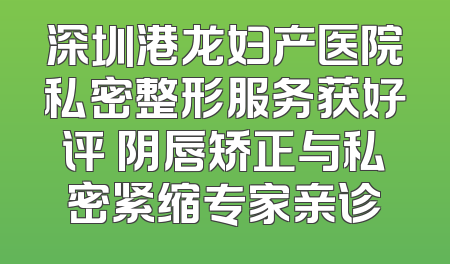 深圳港龙妇产医院私密整形服务获好评 阴唇矫正与私密紧缩专家亲诊