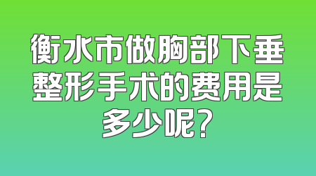 衡水市做胸部下垂整形手术的费用是多少呢?