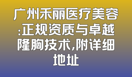 广州禾丽医疗美容：正规资质与卓越隆胸技术，附详细地址