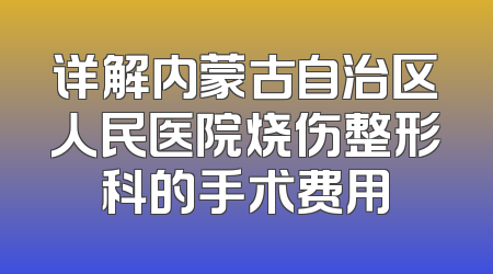 详解内蒙古自治区人民医院烧伤整形科的手术费用