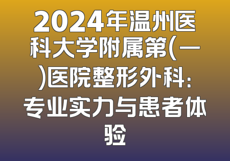 2024年温州医科大学附属第(一)医院整形外科：专业实力与患者体验