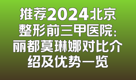 推荐2024北京整形前三甲医院：丽都莫琳娜对比介绍及优势一览