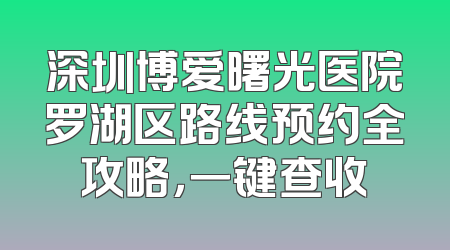 深圳博爱曙光医院罗湖区路线预约全攻略，一键查收